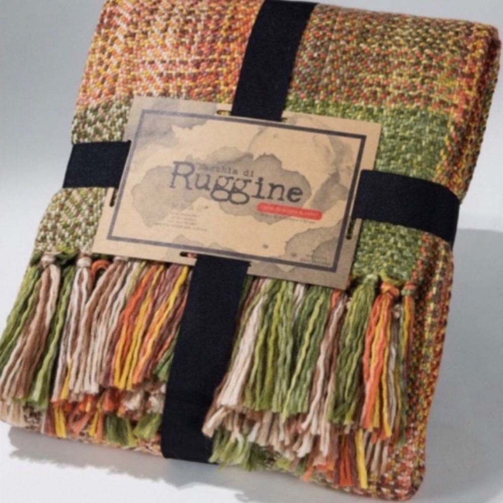 ๐ ๐๐ Citrus Chamomile Textured Weave Chunky Yarn Plaid Pattern Throw Blanket - Picture 1 of 9